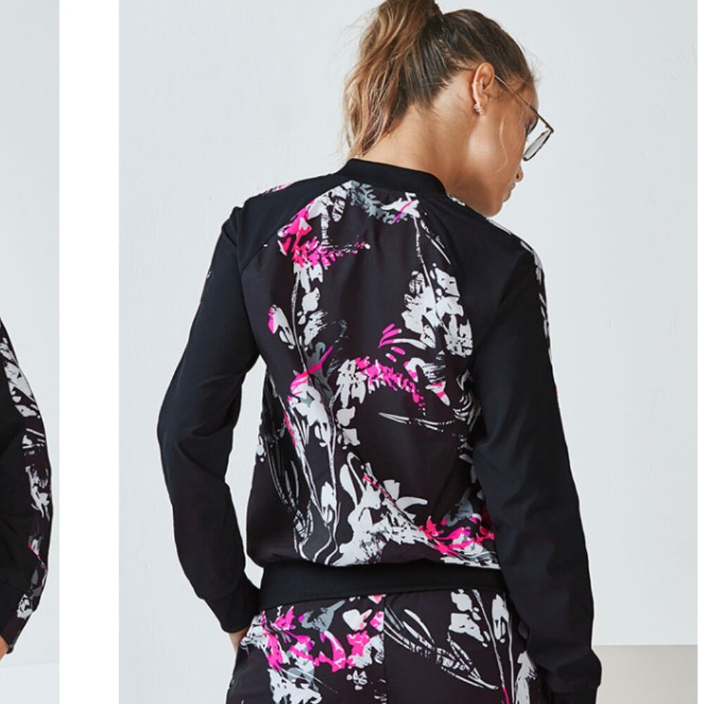 {Fabletics} Bev Floral Windbreaker/ Bomber Jacket ~ Size Medium